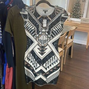 NWT Express Aztec Sequin Midi Dress Size XS